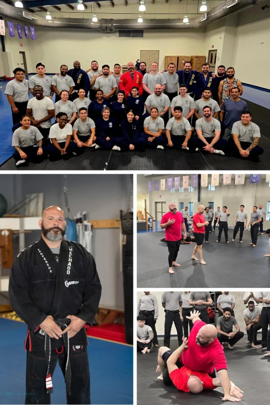 Professor Anthony Bernabeao instructing officers on the mat
